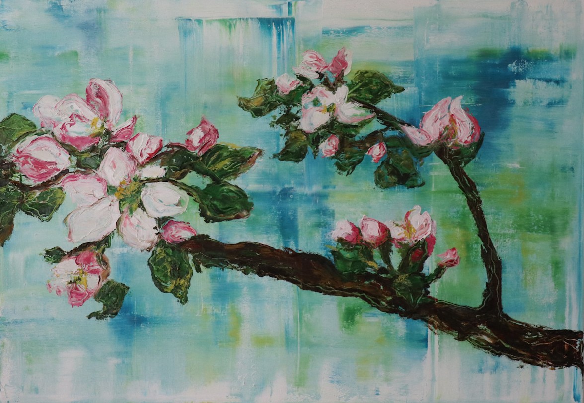 Abstract schilderij Blossom, 100 × 70 cm