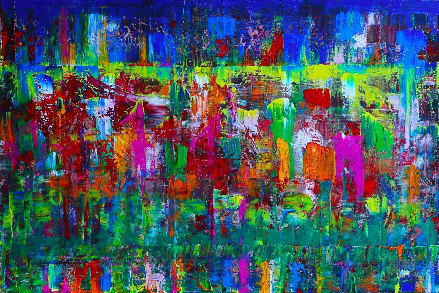 Abstract schilderij In the Garden II, 90 × 60 cm