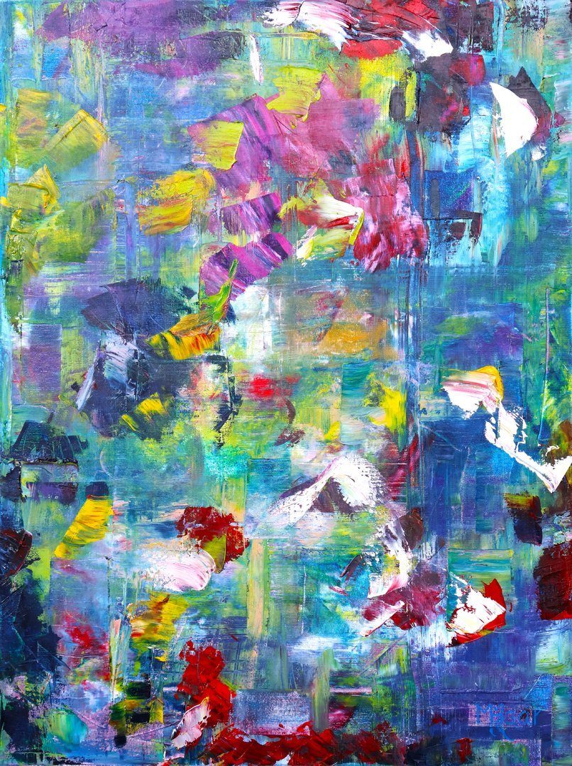 Abstract schilderij Rhapsody in Blue, 80 × 60 cm